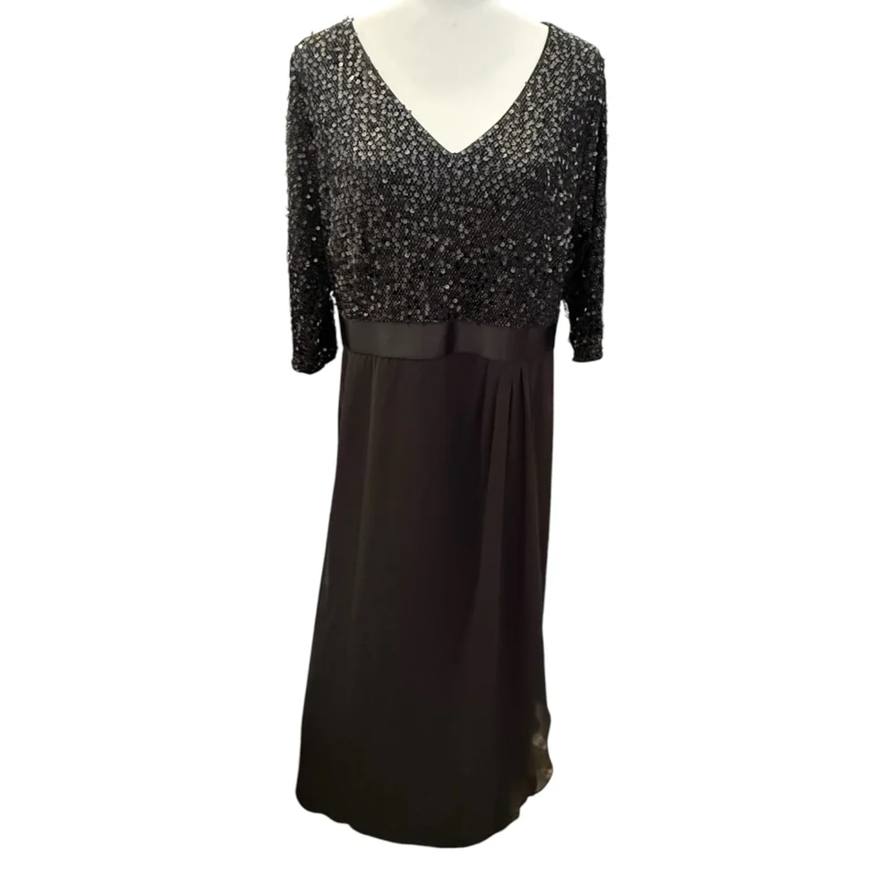 Talisea NWT Black Sequin Bodice Evening Gown Maxi Dress Size 18W - Picture 2 of 6